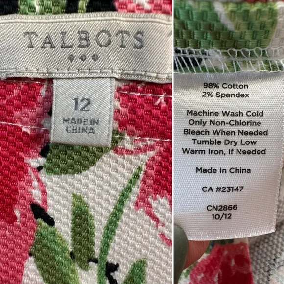 Talbots Size 12 Sleeveless Sheath Dress – Bold Floral Print, Cotton Blend - Picture 6 of 11